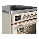 ILVE Majestic III 30-Inch Induction Range with 4 Induction Elements and Triple Glass Door Electric Oven in Antique White with Copper Trim (UMIB30NR3AWP)