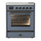 ILVE Majestic III 30-Inch Induction Range with 4 Induction Elements and Triple Glass Door Electric Oven in Blue Grey with Burnished Trim (UMIB30NR3BGB)