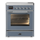 ILVE Majestic III 30-Inch Induction Range with 4 Induction Elements and Triple Glass Door Electric Oven in Blue Grey with Chrome Trim (UMIB30NR3BGC)
