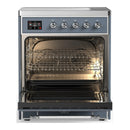 ILVE Majestic III 30-Inch Induction Range with 4 Induction Elements and Triple Glass Door Electric Oven in Blue Grey with Chrome Trim (UMIB30NR3BGC)