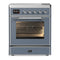 ILVE Majestic III 30-Inch Induction Range with 4 Induction Elements and Triple Glass Door Electric Oven in Blue Grey with Chrome Trim (UMIB30NR3BGC)