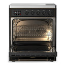 ILVE Majestic III 30-Inch Induction Range with 4 Induction Elements and Triple Glass Door Electric Oven in Glossy Black with Burnished Trim (UMIB30NR3BKB)