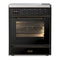 ILVE Majestic III 30-Inch Induction Range with 4 Induction Elements and Triple Glass Door Electric Oven in Glossy Black with Burnished Trim (UMIB30NR3BKB)