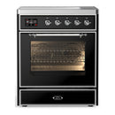 ILVE Majestic III 30-Inch Induction Range with 4 Induction Elements and Triple Glass Door Electric Oven in Glossy Black with Chrome Trim (UMIB30NR3BKC)