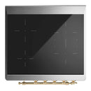 ILVE Majestic III 30-Inch Induction Range with 4 Induction Elements and Triple Glass Door Electric Oven in Glossy Black with Brass Trim (UMIB30NR3BKG)