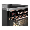 ILVE Majestic III 30-Inch Induction Range with 4 Induction Elements and Triple Glass Door Electric Oven in Glossy Black with Copper Trim (UMIB30NR3BKP)