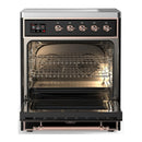 ILVE Majestic III 30-Inch Induction Range with 4 Induction Elements and Triple Glass Door Electric Oven in Glossy Black with Copper Trim (UMIB30NR3BKP)