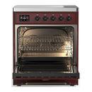 ILVE Majestic III 30-Inch Induction Range with 4 Induction Elements and Triple Glass Door Electric Oven in Burgundy with Burnished Trim (UMIB30NR3BUB)