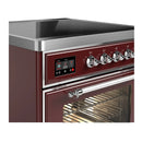 ILVE Majestic III 30-Inch Induction Range with 4 Induction Elements and Triple Glass Door Electric Oven in Burgundy with Chrome Trim (UMIB30NR3BUC)
