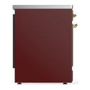ILVE Majestic III 30-Inch Induction Range with 4 Induction Elements and Triple Glass Door Electric Oven in Burgundy with Brass Trim (UMIB30NR3BUG)