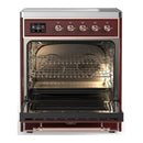 ILVE Majestic III 30-Inch Induction Range with 4 Induction Elements and Triple Glass Door Electric Oven in Burgundy with Copper Trim (UMIB30NR3BUP)