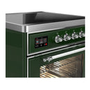 ILVE Majestic III 30-Inch Induction Range with 4 Induction Elements and Triple Glass Door Electric Oven in Emerald Green with Chrome Trim (UMIB30NR3EGC)
