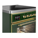 ILVE Majestic III 30-Inch Induction Range with 4 Induction Elements and Triple Glass Door Electric Oven in Emerald Green with Brass Trim (UMIB30NR3EGG)