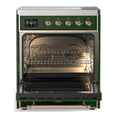 ILVE Majestic III 30-Inch Induction Range with 4 Induction Elements and Triple Glass Door Electric Oven in Emerald Green with Copper Trim (UMIB30NR3EGP)