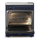 ILVE Majestic III 30-Inch Induction Range with 4 Induction Elements and Triple Glass Door Electric Oven in Mightnight Blue with Burnished Trim (UMIB30NR3MBB)