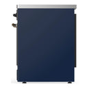 ILVE Majestic III 30-Inch Induction Range with 4 Induction Elements and Triple Glass Door Electric Oven in Mightnight Blue with Burnished Trim (UMIB30NR3MBB)
