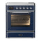 ILVE Majestic III 30-Inch Induction Range with 4 Induction Elements and Triple Glass Door Electric Oven in Mightnight Blue with Chrome Trim (UMIB30NR3MBC)
