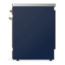ILVE Majestic III 30-Inch Induction Range with 4 Induction Elements and Triple Glass Door Electric Oven in Mightnight Blue with Brass Trim (UMIB30NR3MBG)