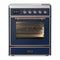 ILVE Majestic III 30-Inch Induction Range with 4 Induction Elements and Triple Glass Door Electric Oven in Mightnight Blue with Copper Trim (UMIB30NR3MBP)
