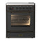 ILVE Majestic III 30-Inch Induction Range with 4 Induction Elements and Triple Glass Door Electric Oven in Matte Graphite with Burnished Trim (UMIB30NR3MGB)