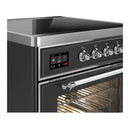 ILVE Majestic III 30-Inch Induction Range with 4 Induction Elements and Triple Glass Door Electric Oven in Matte Graphite with Chrome Trim (UMIB30NR3MGC)