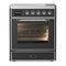 ILVE Majestic III 30-Inch Induction Range with 4 Induction Elements and Triple Glass Door Electric Oven in Matte Graphite with Chrome Trim (UMIB30NR3MGC)
