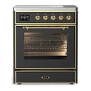 ILVE Majestic III 30-Inch Induction Range with 4 Induction Elements and Triple Glass Door Electric Oven in Matte Graphite with Brass Trim (UMIB30NR3MGG)