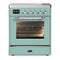ILVE Majestic III 30-Inch Induction Range with 4 Induction Elements and Triple Glass Door Electric Oven in Mediterranean Mint with Chrome Trim (UMIB30NR3MMC)
