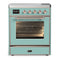 ILVE Majestic III 30-Inch Induction Range with 4 Induction Elements and Triple Glass Door Electric Oven in Mediterranean Mint with Copper Trim (UMIB30NR3MMP)
