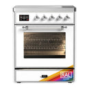 ILVE Majestic III 30-Inch Induction Range with 4 Induction Elements and Triple Glass Door Electric Oven in RAL with Chrome Trim (UMIB30NR3RAC)