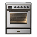 ILVE Majestic III 30-Inch Induction Range with 4 Induction Elements and Triple Glass Door Electric Oven in Stainless Steel with Burnished Trim (UMIB30NR3SSB)
