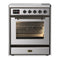 ILVE Majestic III 30-Inch Induction Range with 4 Induction Elements and Triple Glass Door Electric Oven in Stainless Steel with Burnished Trim (UMIB30NR3SSB)
