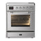 ILVE Majestic III 30-Inch Induction Range with 4 Induction Elements and Triple Glass Door Electric Oven in Stainless Steel with Chrome Trim (UMIB30NR3SSC)