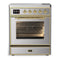 ILVE Majestic III 30-Inch Induction Range with 4 Induction Elements and Triple Glass Door Electric Oven in Stainless Steel with Brass Trim (UMIB30NR3SSG)
