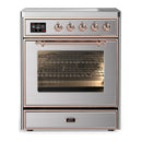 ILVE Majestic III 30-Inch Induction Range with 4 Induction Elements and Triple Glass Door Electric Oven in Stainless Steel with Copper Trim (UMIB30NR3SSP)