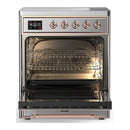 ILVE Majestic III 30-Inch Induction Range with 4 Induction Elements and Triple Glass Door Electric Oven in Stainless Steel with Copper Trim (UMIB30NR3SSP)