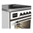 ILVE Majestic III 30-Inch Induction Range with 4 Induction Elements and Triple Glass Door Electric Oven in White with Burnished Trim (UMIB30NR3WHB)