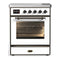 ILVE Majestic III 30-Inch Induction Range with 4 Induction Elements and Triple Glass Door Electric Oven in White with Burnished Trim (UMIB30NR3WHB)