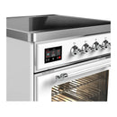 ILVE Majestic III 30-Inch Induction Range with 4 Induction Elements and Triple Glass Door Electric Oven in White with Chrome Trim (UMIB30NR3WHC)
