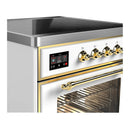 ILVE Majestic III 30-Inch Induction Range with 4 Induction Elements and Triple Glass Door Electric Oven in White with Brass Trim (UMIB30NR3WHG)