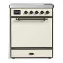ILVE Majestic III 30-Inch Induction Range with 4 Induction Elements and Solid Door Electric Oven in Antique White with Burnished Trim (UMIB30QNR3AWB)