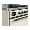 ILVE Majestic III 30-Inch Induction Range with 4 Induction Elements and Solid Door Electric Oven in Antique White with Burnished Trim (UMIB30QNR3AWB)