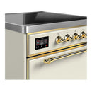 ILVE Majestic III 30-Inch Induction Range with 4 Induction Elements and Solid Door Electric Oven in Antique White with Brass Trim (UMIB30QNR3AWG)