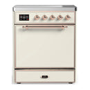ILVE Majestic III 30-Inch Induction Range with 4 Induction Elements and Solid Door Electric Oven in Antique White with Copper Trim (UMIB30QNR3AWP)