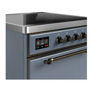 ILVE Majestic III 30-Inch Induction Range with 4 Induction Elements and Solid Door Electric Oven in Blue Grey with Burnished Trim (UMIB30QNR3BGB)