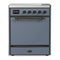 ILVE Majestic III 30-Inch Induction Range with 4 Induction Elements and Solid Door Electric Oven in Blue Grey with Burnished Trim (UMIB30QNR3BGB)