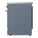 ILVE Majestic III 30-Inch Induction Range with 4 Induction Elements and Solid Door Electric Oven in Blue Grey with Brass Trim (UMIB30QNR3BGG)