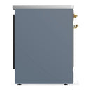 ILVE Majestic III 30-Inch Induction Range with 4 Induction Elements and Solid Door Electric Oven in Blue Grey with Brass Trim (UMIB30QNR3BGG)
