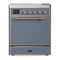 ILVE Majestic III 30-Inch Induction Range with 4 Induction Elements and Solid Door Electric Oven in Blue Grey with Copper Trim (UMIB30QNR3BGP)
