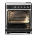ILVE Majestic III 30-Inch Induction Range with 4 Induction Elements and Solid Door Electric Oven in Glossy Black with Chrome Trim (UMIB30QNR3BKC)